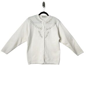 Vintage Dainty Cottagecore Pastel Cardigan Floral Embroidered Grannycore Hobbit